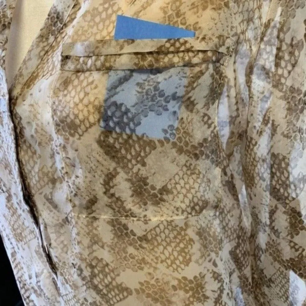 APT 9 Snake Skin Sheer Blouse Women’s Large Brown Animal Print Lightweight Top